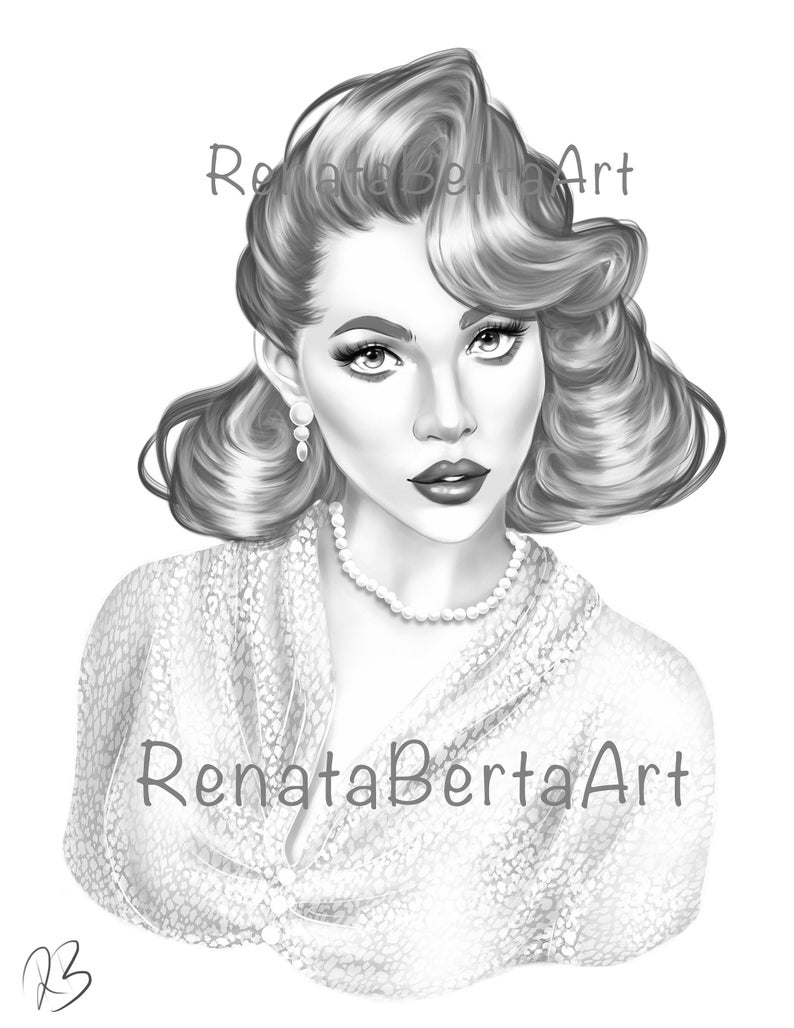 Premium Grayscale Coloring Page Instant Download Coloring Page