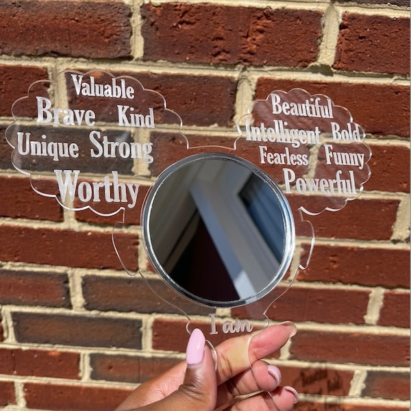 Afro Puff Affirmation Mirror | Black Girls | Self Love | Black Girl Magic | Black History Month | Melanin | Birthday Gift | Christmas Gift