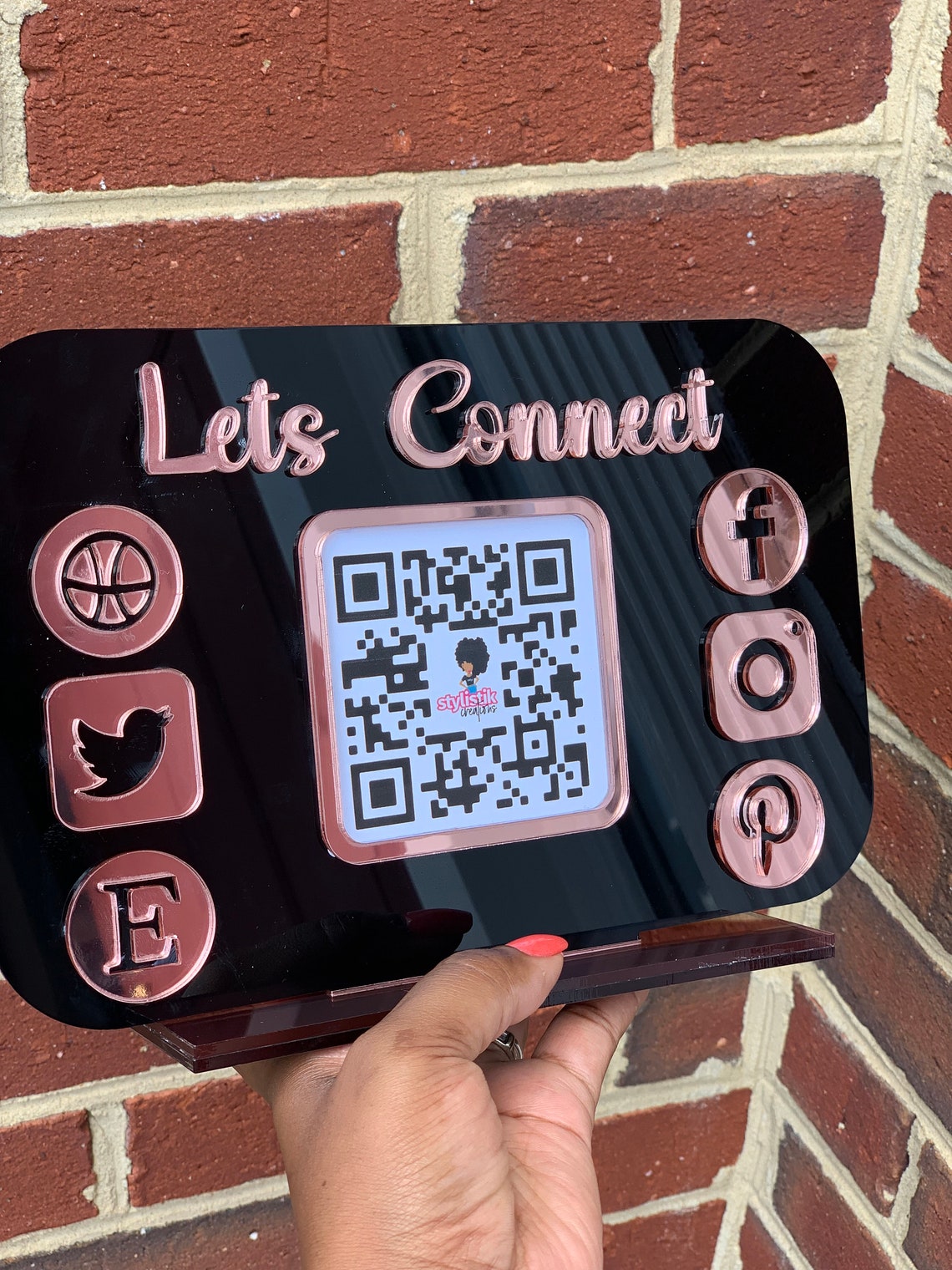 Social Media Acrylic Sign QR Code QR Reader Boutique Etsy