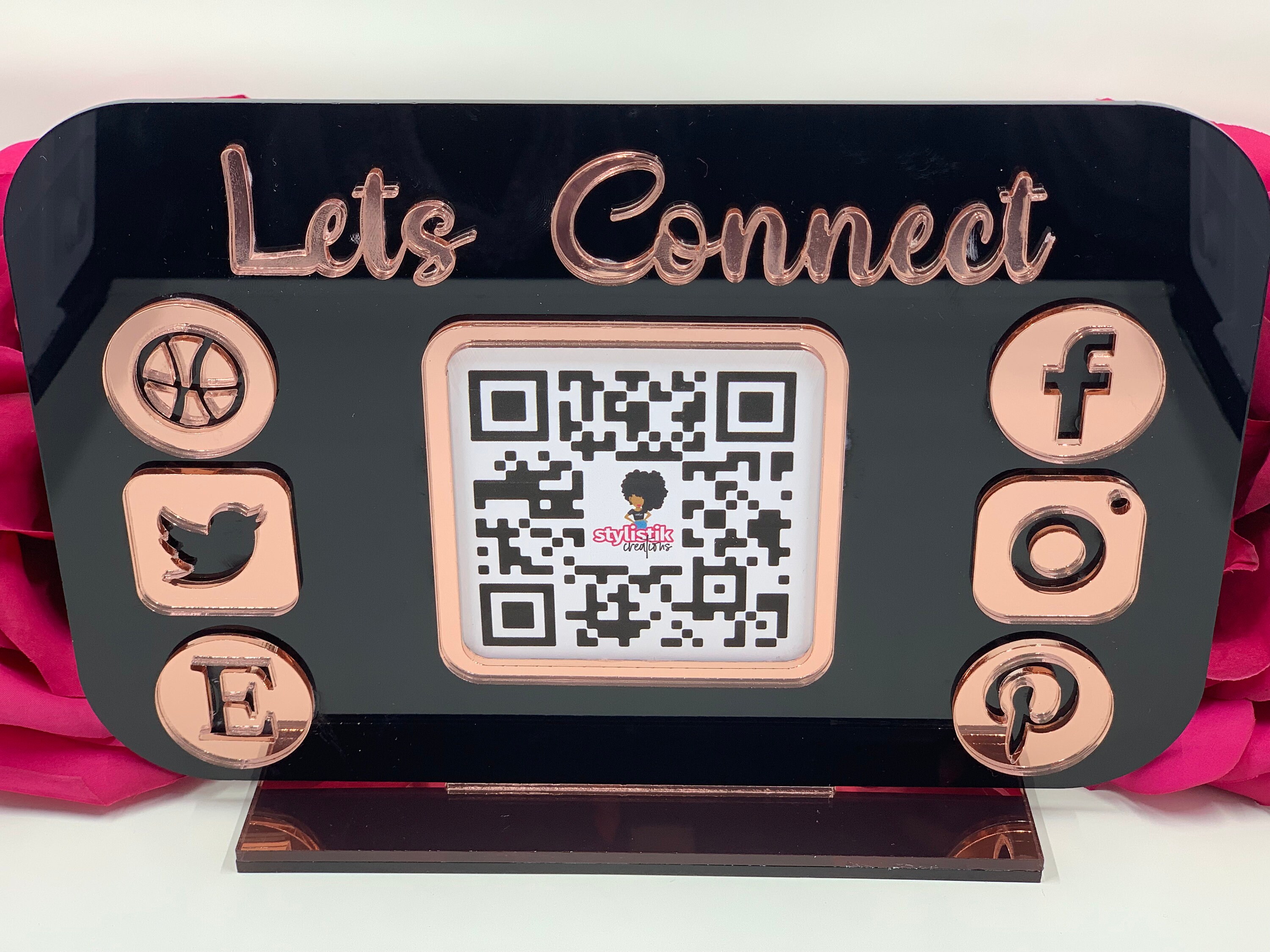 Social Media Acrylic Sign QR Code QR Reader Boutique Etsy