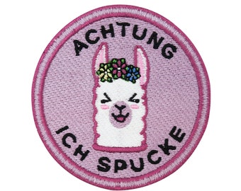 Patch thermocollant Attention je crache Lama | Patchs d’alpaga drôles roses, patchs thermocollants drôles, patchs d’animaux, patchs enfin à la maison