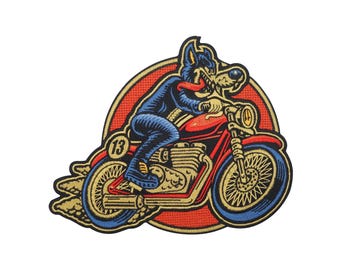 Iron-on patch Lone Wolf on Tour Biker Retro for leather vests | Motorcycle vest patches back patch motorcycle jacket back patch patch