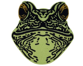 Patch zum Aufbügeln Grüner Frosch Kopf | Tiere Patches, Wasser Bügelflicken, See Tier Flicken, Frösche Aufnäher, Aufbügler Finally Home