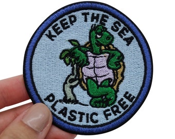 Iron-on patch Keep The Sea Plastic Free Turtle | Plastic patches, iron-on patches, patches, sea environmental protection patches Finally Home