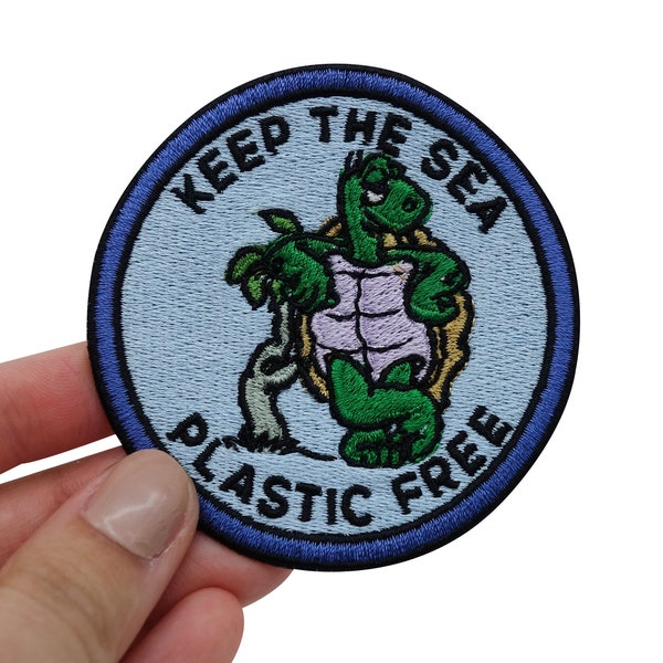 Patch zum Aufbügeln Keep The Sea Plastic Free Schildkröte | Plastik Patches, Bügelflicken, Flicken, Aufnäher Meer Umweltschutz Finally Home