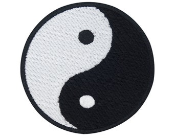 Patch thermocollant Yin et Yang | yoga noir blanc, chaîne Zen feng shui décoration japon patchs Ying jing jang, patchs thermocollants