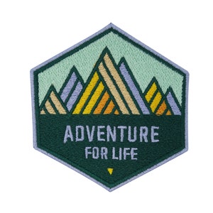 Adventure for Life Mountains Hiking Iron-on Patch | Outdoor adventure patches, iron-on patches, nature patches, patches on backpacks, iron-on patches