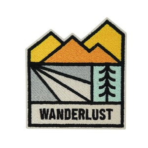 Iron-on patch Wanderlust Trees & Mountains Hiking outdoor patches, iron-on patches, patches, patches for backpacks Finally Home image 1