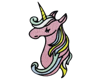Aufnäher Pinkes Einhorn Bügelbild Patch zum Aufbügeln | Damen Frauen unicorn Pferd Tiere Glitzer Baby Disney Vintage Patches, Aufbügelmotive