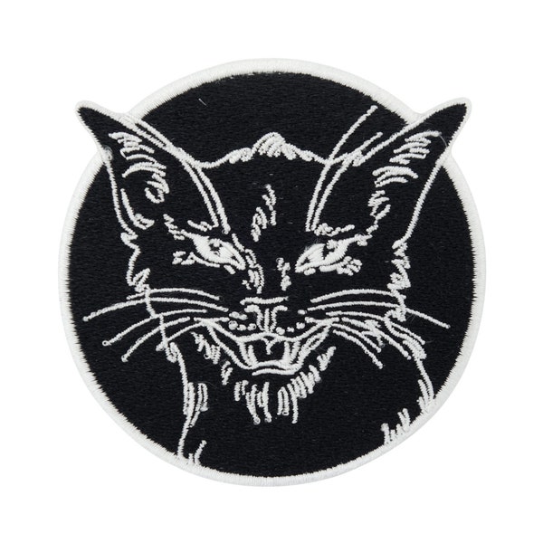 Iron-on patch Black Round Cat | Cat patches, animals iron-on patches, kitty patches, witch patches, Halloween iron-on patches Finally Home