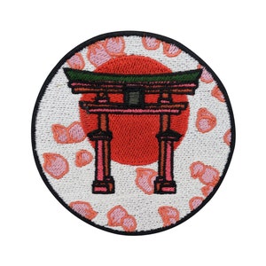 Iron-on patch Japanese gate with cherry blossoms | Japan patches, red sun iron-on patch, patches, Japanese gate patch Finally Home