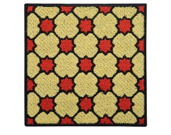Iron-on Patch Spanish Ceramic Pattern | Beige Ornament Iron-on Patch, 7x7 Jeans Patch, Red Patch Finally Home