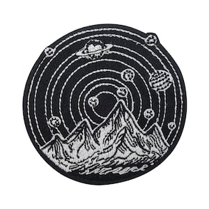 Iron-on patch mountain landscape with planets | Space patches, space iron-on image, hiking iron-on patch, moon star patch Finally Home