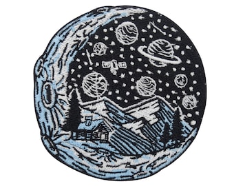 Iron-on patch house on the moon | Space mountains patches, Earth Moon iron-on patch, space outer space patches, planet patch Finally Home