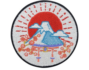 Iron-on patch Japan Fuji Mountain | Red sun patches, cherry blossom iron-on patch, Japanese iron-on patch Japanese volcano patch Finally Home