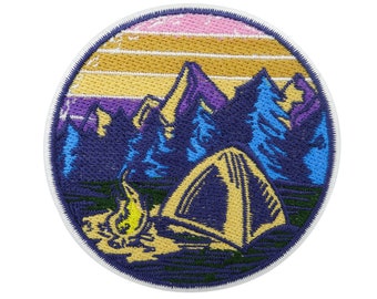 Iron-on Patch Retro Camping Tent Vintage Hiker Patches Mountains Iron-On, Tent Forest Patch, Outdoor Hiking Patch Finally Home