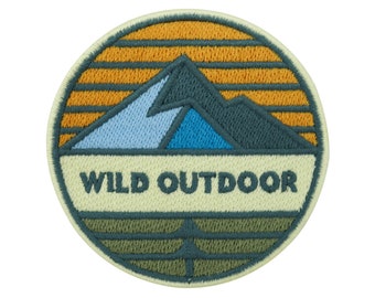 Patch zum Aufbügeln Wild Outdoor Berg | Wandern Mountain Patches MTB Bügelpatch Harz Natur Bügelbild Wald Berge Aufnäher Wanderer Rucksäcke