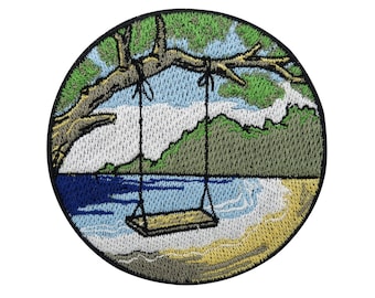 Iron-on patch swing on the beach | Sea vacation patches, palm tree iron-on patch, surfing patches, Hawaii iron-on patch, sun patch Finally Home