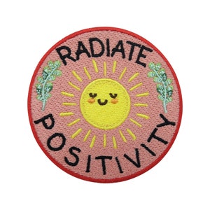 Iron-on patch Radiate Positivity Happy Sun | Branch patches, plants iron-on patch, nature iron-on patch, sun saying patch Finally Home