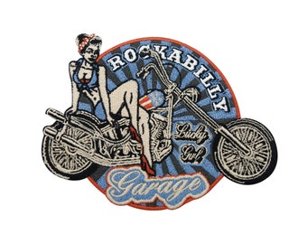 Patch zum Aufbügeln Retro Rockabilly 80er Biker Vintage Motorrad Kutte Patches, Usa Amerika Rückenaufnäher Rückenpatch, Old School Aufnäher