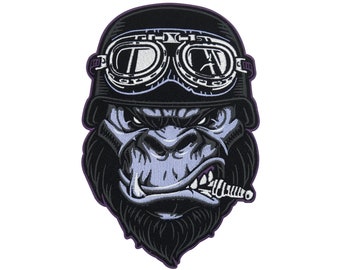 Large iron-on patch Biker Gorilla for leather vests | Motorcycle jacket patches, back patch, motorcycle jacket rocker back patch