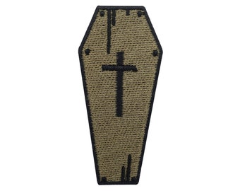Small Coffin Iron-On Patch | Halloween Patches, Cross Iron-On Patch, Church Jesus Iron-On Patch, Vampire Horror Finally Home