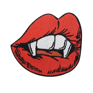 Strijkapplicatie vampiertanden kussende mond | Halloween-patches, strijkpatches, vleermuis-strijkafbeelding, duivelsmond Dracula-patch Eindelijk thuis