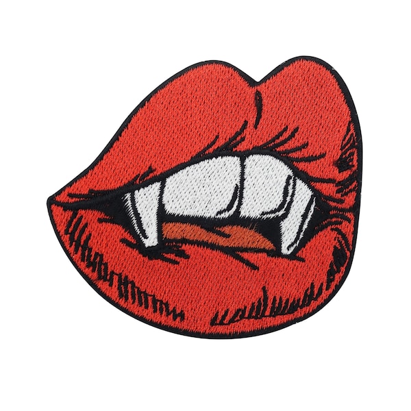 Iron-on patch vampire teeth kiss mouth | Halloween patches, iron-on patches, bat iron-on patch, devil mouth Dracula patch Finally Home