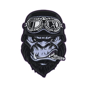 Large iron-on patch Biker Gorilla for leather vests | Motorcycle jacket patches, back patch, motorcycle jacket rocker back patch