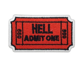 Hell Admit One Ticket Iron-on Patch | Hell Patches, Devil Cinema Iron-on Patches, 666 Iron-on Patch, Small Devil Patch Finally Home
