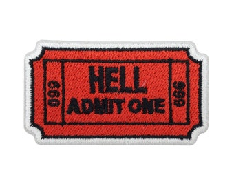 Patch zum Aufbügeln Hell Admit One Ticket | Hölle Patches, Teufel Kino Bügelflicken, 666 Bügelbild, Kleiner Devil Aufnäher Finally Home