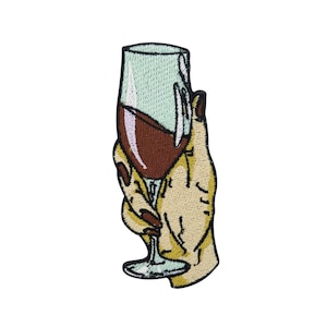 Red wine glass iron-on patch | Wine patches, grapes alcohol iron-on patch, drinking women hand finger patches, alcohol wine patch