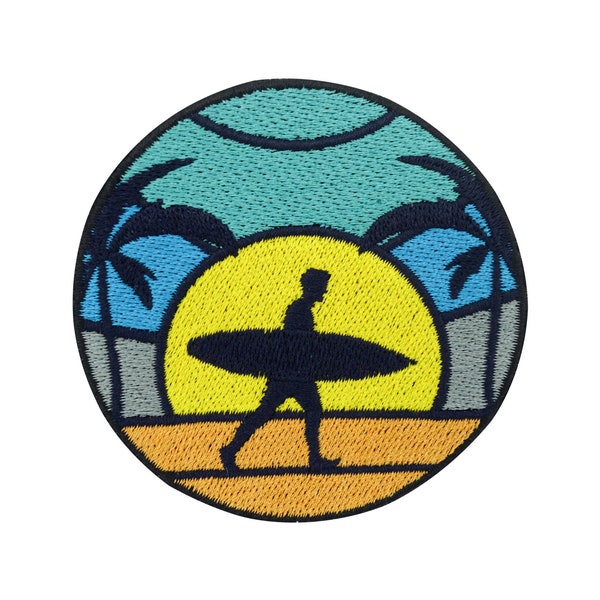 Patch zum Aufbügeln Surfen am Strand | Meer Patches, Palmen Bügelbild Sonne Flicken Surfer Aufbügler Sommer Bügelpatch Aufnäher Finally Home