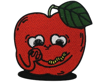 Patch zum Aufbügeln Süßer Apfel | Patches zum Aufnähen, Wurm Bügelbild, Obst Aufbügler, Rote Aufnäher, Fruit Flicken Bügelpatch Finally Home