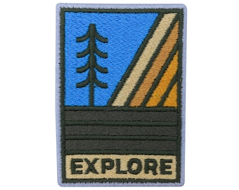 Iron-on Patch Explore Tree | Hiking Outdoor Patches, Trees Mountains Iron-on Patch, Hiker Patches, Backpack Patches, Nature Iron-on Patches