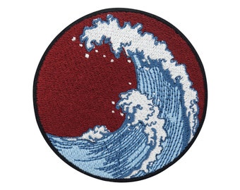 Iron-on patch Waves | Sea wave patches, maritime whale iron-on patches, water anchor iron-on patch, maritime surf fish ship shark patch