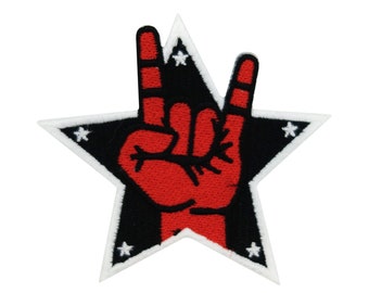Rocker Hand Star Patch | Iron-on Music Patch | Rockhand Patches for Metal, Punk, Festivals and Jackets