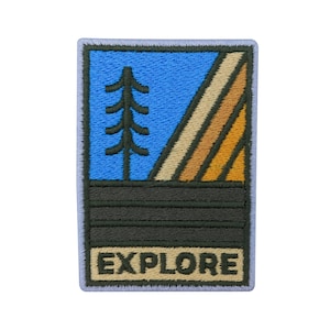 Iron-on Patch Explore Tree | Hiking Outdoor Patches, Trees Mountains Iron-on Patch, Hiker Patches, Backpack Patches, Nature Iron-on Patches