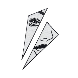 Opstrijkpatch Broken Face | Shards Face Patches, Eye Anime Iron-On Patch, Cool Manga Patches, Cartoon Women Patch Eindelijk thuis