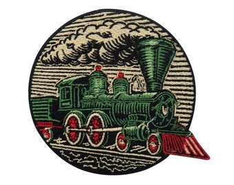 Iron-on patch round railway train | Children's patches, locomotive iron-on patches, steam locomotive boys patches, locomotive ship patch Finally Home