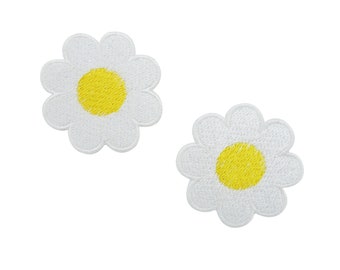 Iron-on Patches Two Daisies | Flower Patch, Small Daisy Iron-on Applique, White Iron-on Patches, Daisy Patches Finally Home