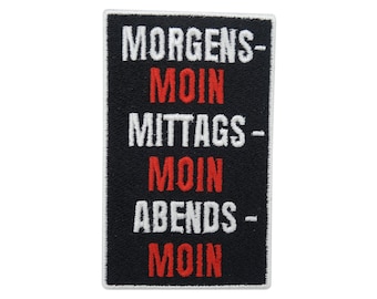 Patch thermocollant « Moin » | Patchs thermocollants de Hambourg, patchs thermocollants d'Allemagne du Nord, patchs de motards amusants, patchs de port, patchs thermocollants nautiques