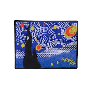 Strijkpatch Vincent van Gogh Sterrennacht | Hemelpatches, Sterrenpatches, Strijkpatches, Maanpatches, Kunststrijkpatches Eindelijk Thuis