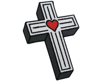 Iron-on patch cross with heart Retro Tattoo Bible Patches Metal Cross Iron-On Patch Church Biker Iron-On Jesus Patch God Finally Home