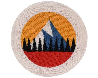 Small iron-on mountain patch | Vintage mountain patches mini tree iron-on patch forest iron-on trees patch hiker outdoor iron-on patch