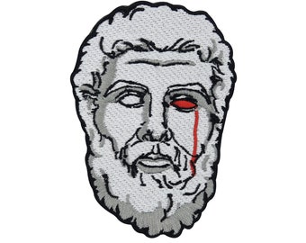 Iron-on patch Crying Stature with Beard | Mythology patches blood iron-on patch patches, sad iron-on art patch iron-on patch adult