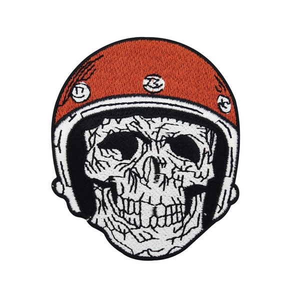 Iron-on Skull Patch with Motorcycle Helmet for Leather Vests | Biker Rocker Club Patches, Iron-on Patches, Patches, Appliques Finally Home