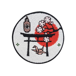 Patch zum Aufbügeln Japanische Kultur | Rote Sonne Patches, Kirschbaum Bügelbild, Origami Flicken Japan Tor Rising Sun Aufnäher Finally Home