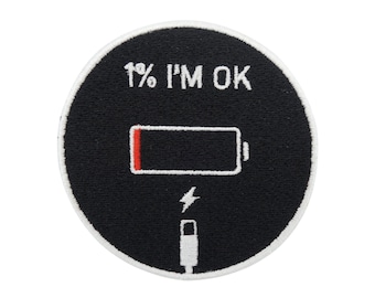 Iron-on Patch 1%, OK | Mobile Phone Patches, Funny Electricity Iron-on Patch, Funny Lightning Bolt Iron-on Patch, Smartphone Addict Patch Finally Home