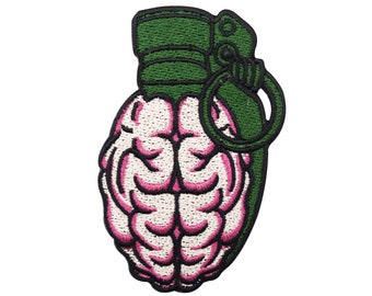 Iron-on & Sew-on Patch - Brain Grenade | Funny Patches Iron-on Airsoft Retro Military Iron-on Patch German Army Patch Finally Home